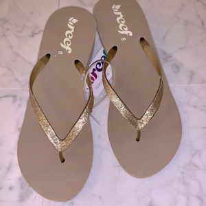 REEF Glitter Wedge Flip Flops (BRAND NEW) sz 8